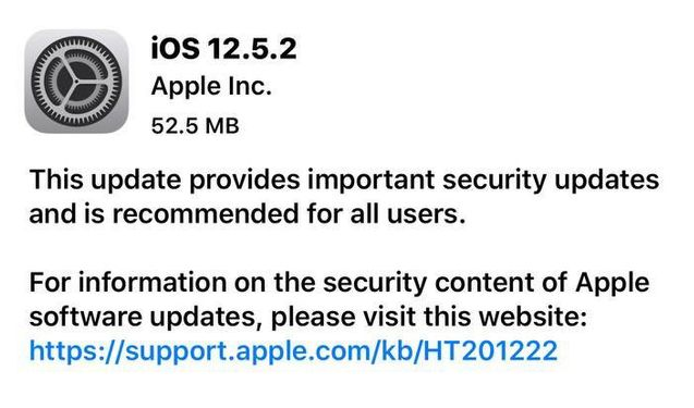 五家渠苹果手机维修分享iOS12.5.2发布，建议所有老苹果用户安装 